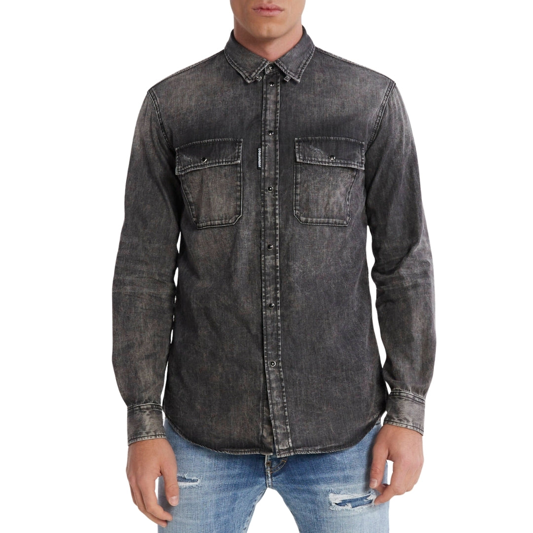 DSQUARED2 Regular Fit Faded Black Denim Shirt W32