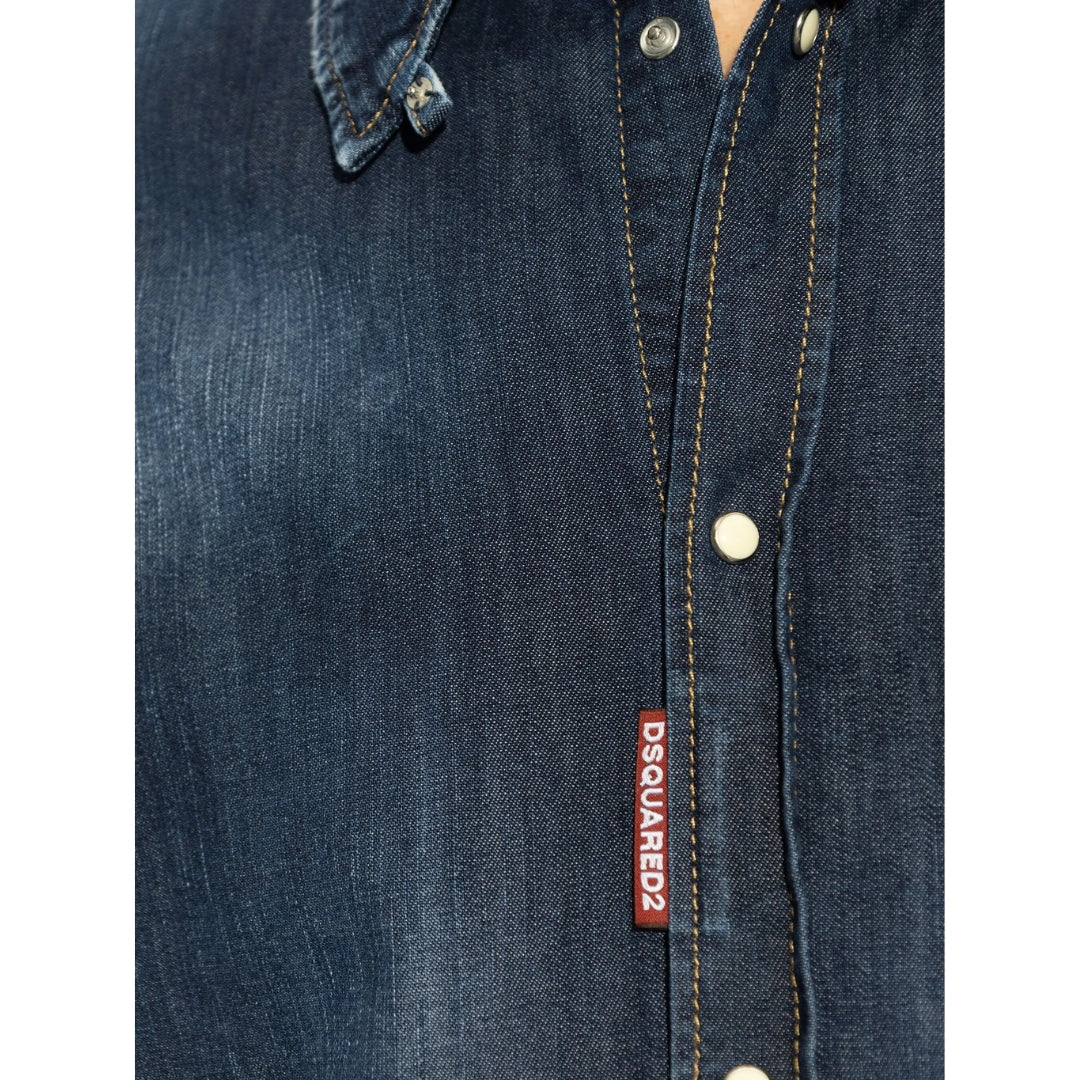 Dsquared2 Dark Wash Tab Shirt Navy Blue W30