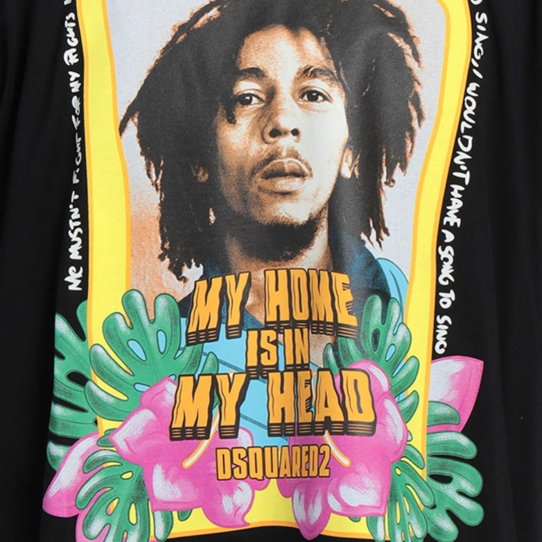 Dsquared2 Skater Fit Home Is In My Head Logo Black T-Shirt S