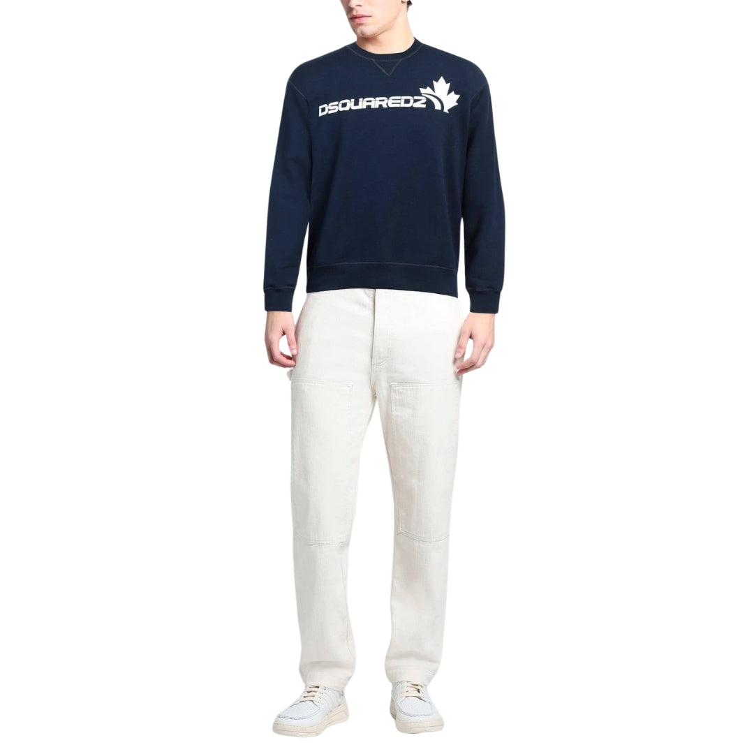 Dsquared2 S71Gu0592 478 Maple Leaf Sweatshirt Regular Fit 478 Navy Sweatshirt - Style Centre Wholesale