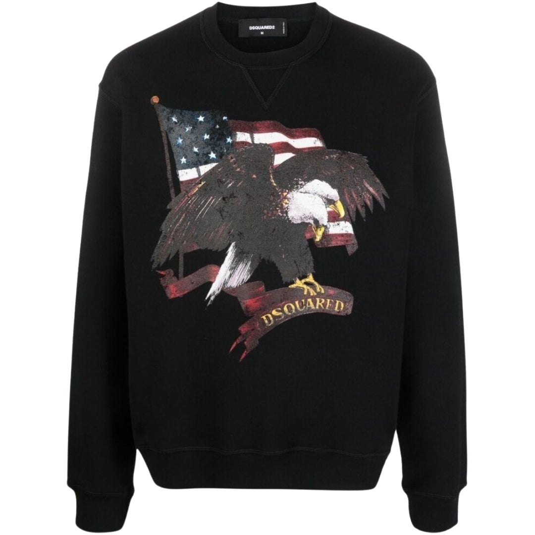 DSQUARED2 American Eagle Motif Black Crew Neck Jumper M
