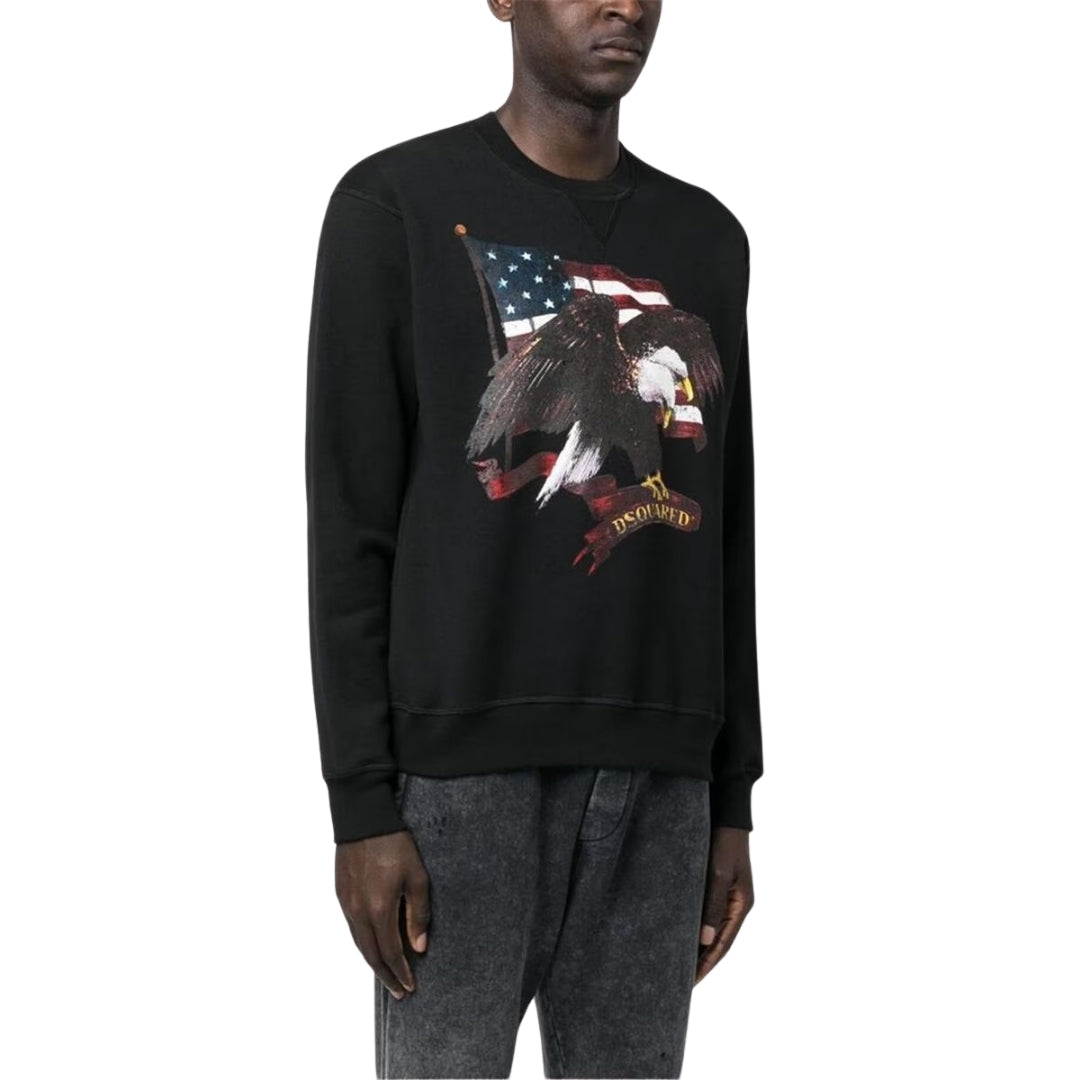 DSQUARED2 American Eagle Motif Black Crew Neck Jumper M