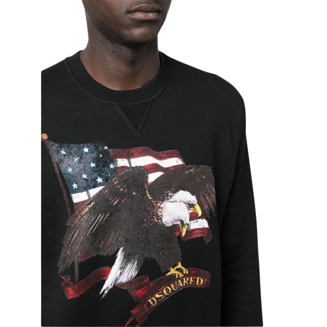DSQUARED2 American Eagle Motif Black Crew Neck Jumper M