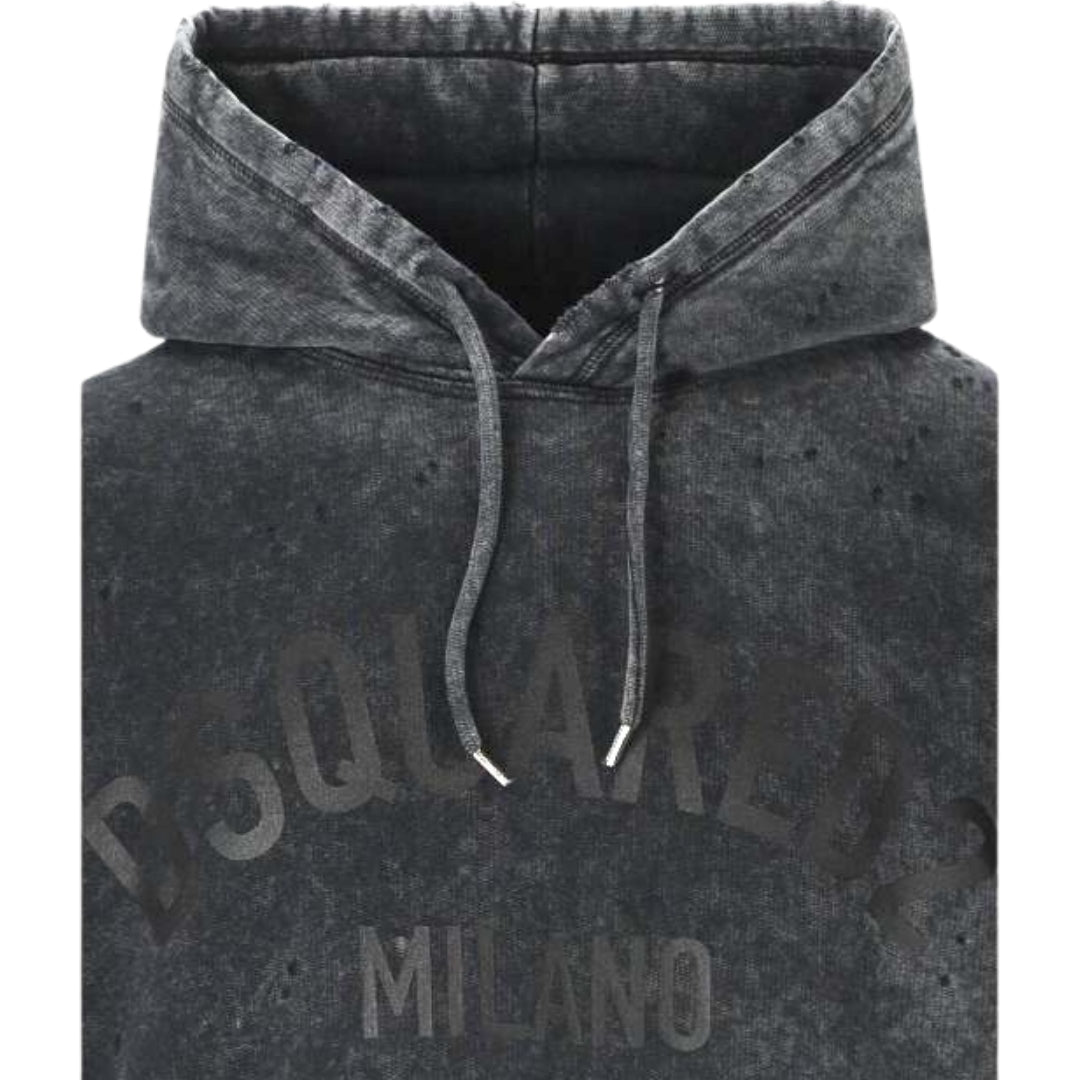 DSQUARED2 Milano Destroyed Faded Look Grey Hoodie S