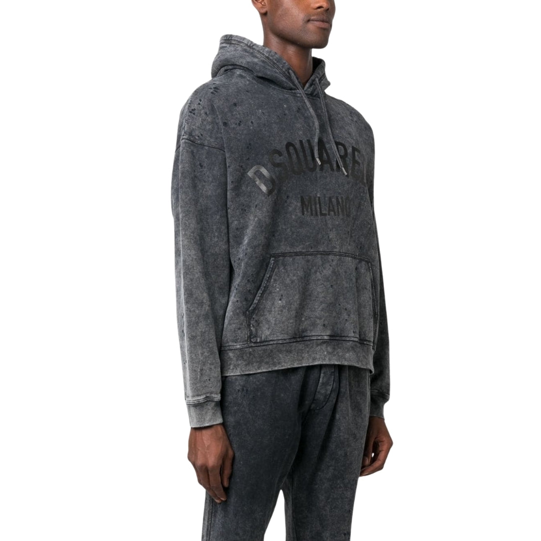 DSQUARED2 Milano Destroyed Faded Look Grey Hoodie S
