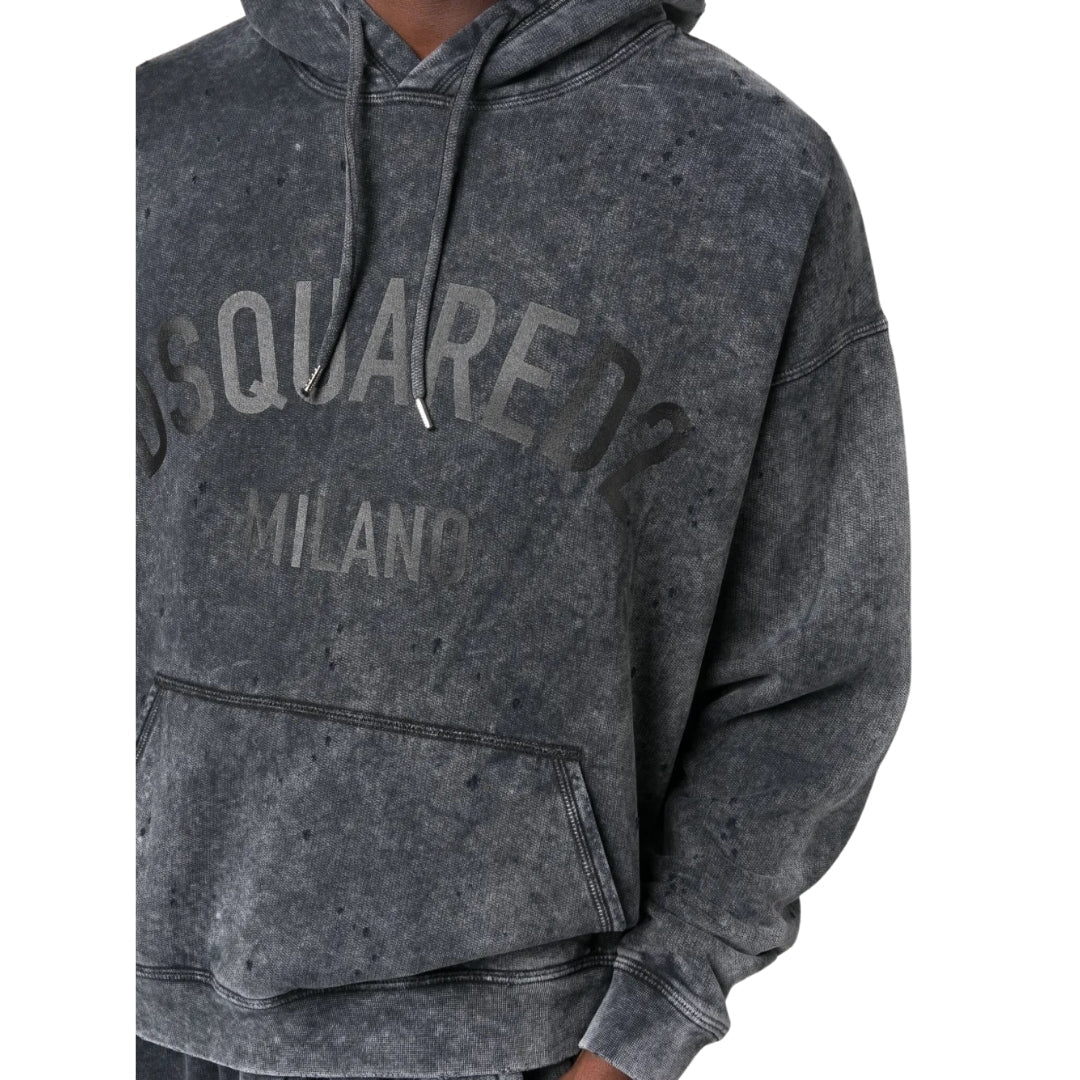 DSQUARED2 Milano Destroyed Faded Look Grey Hoodie S