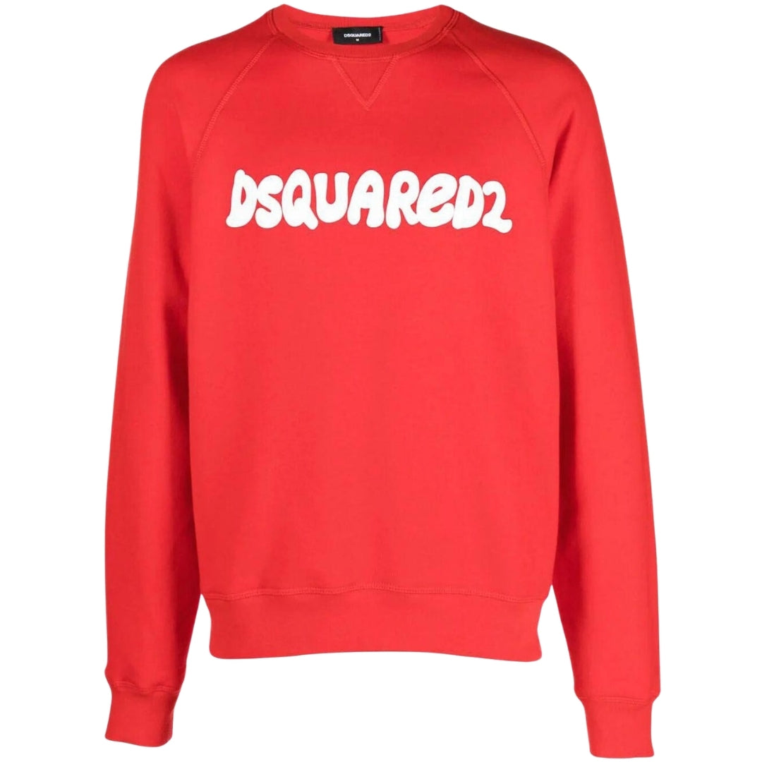 Dsquared2 Cool Fit Sketch Logo Red Crew Neck Jumper M