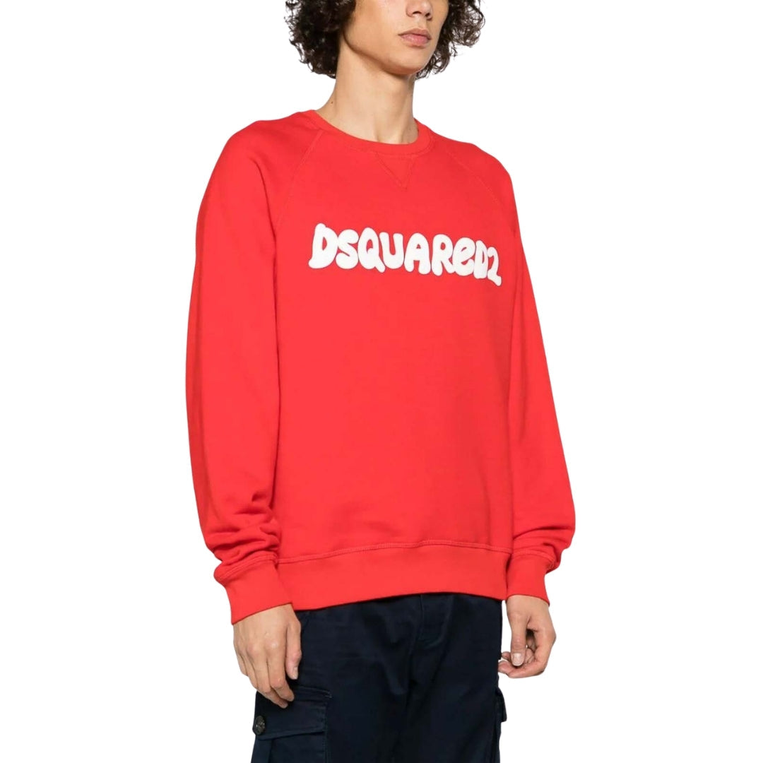 Dsquared2 Cool Fit Sketch Logo Red Crew Neck Jumper M
