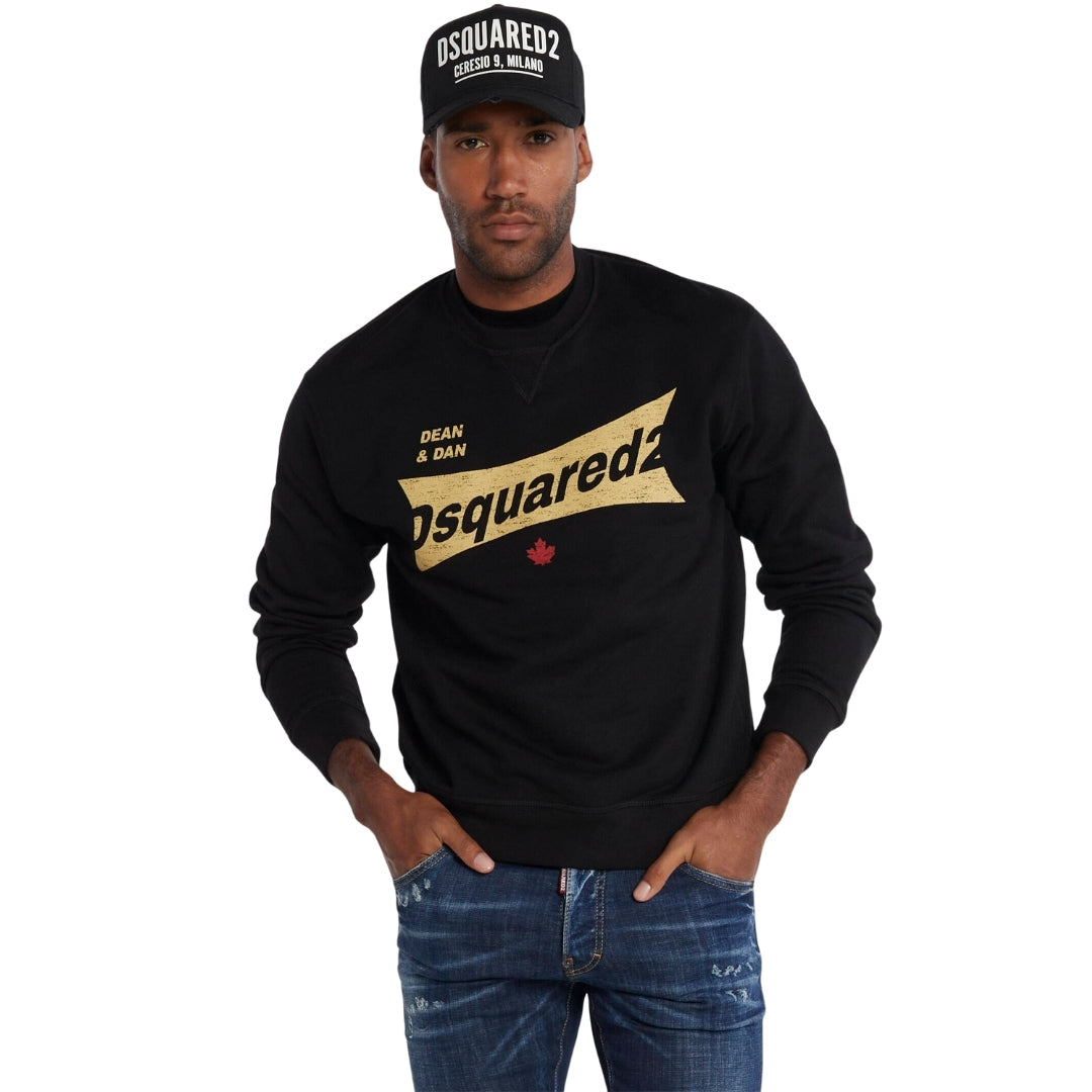 Dsquared2 Cool Fit Logo Black Crew Neck Jumper XS