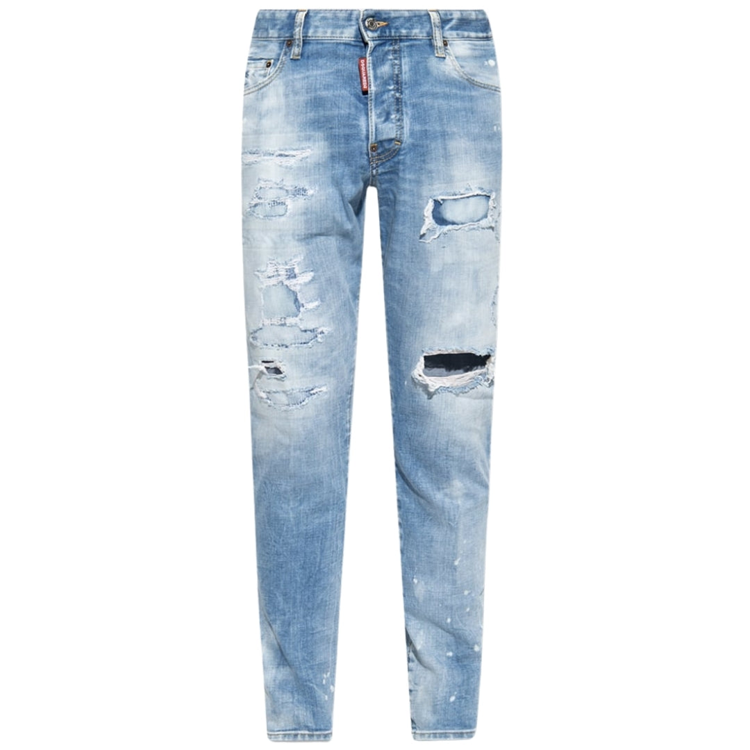 Dsquared2 Skater Jean Destroyed Look Denim Blue Jeans W28