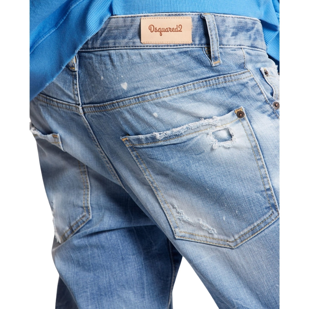 Dsquared2 Skater Jean Destroyed Look Denim Blue Jeans W28