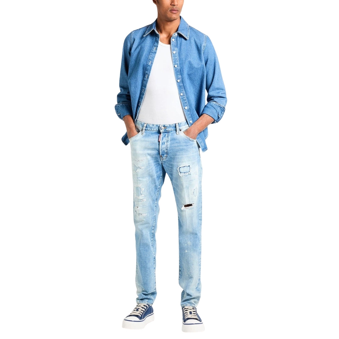Dsquared2 Cool Guy Jean Destroyed Wash Light Blue Jeans W34