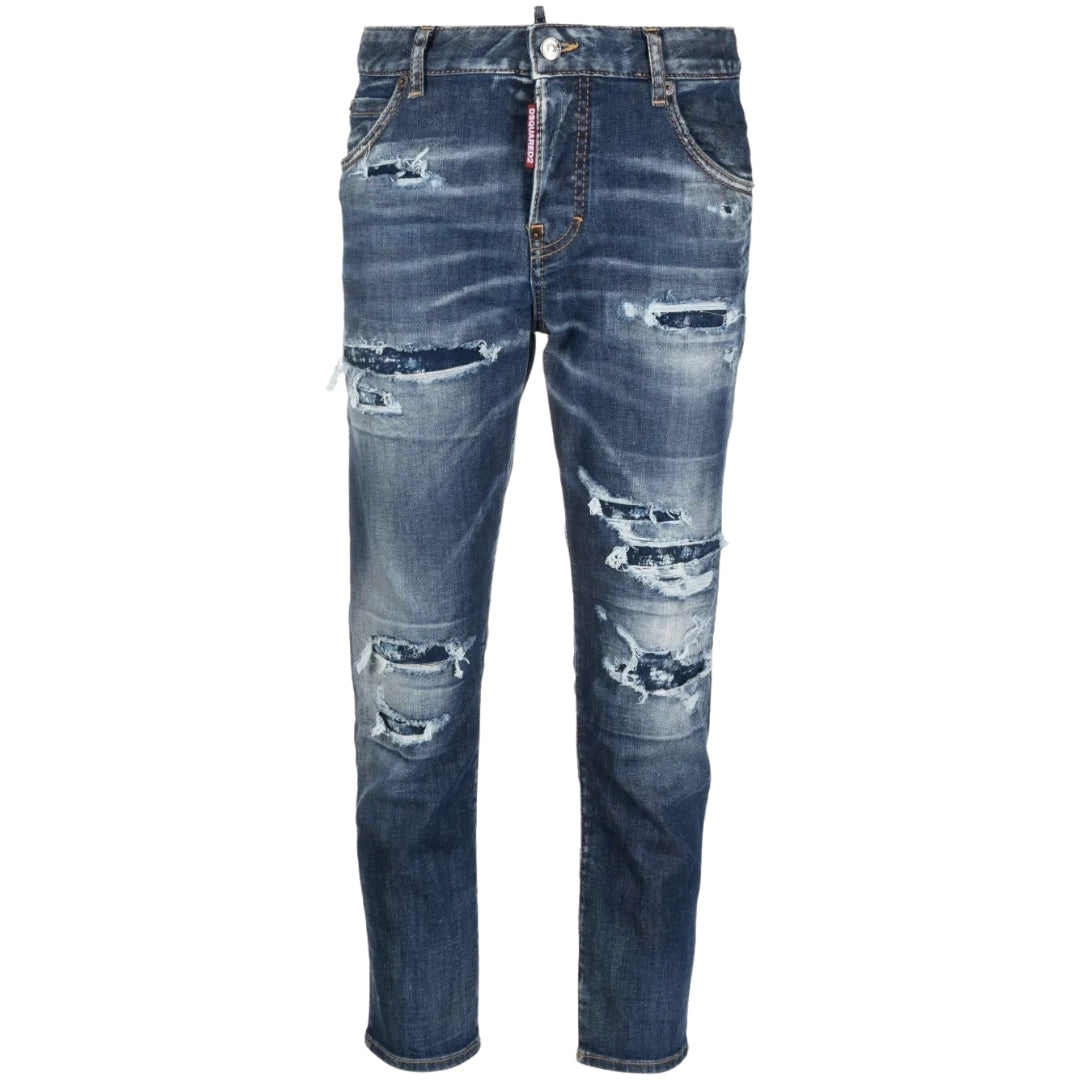 Dsquared2 Skater Jean Destroyed Reinforced Denim Blue Jeans W28