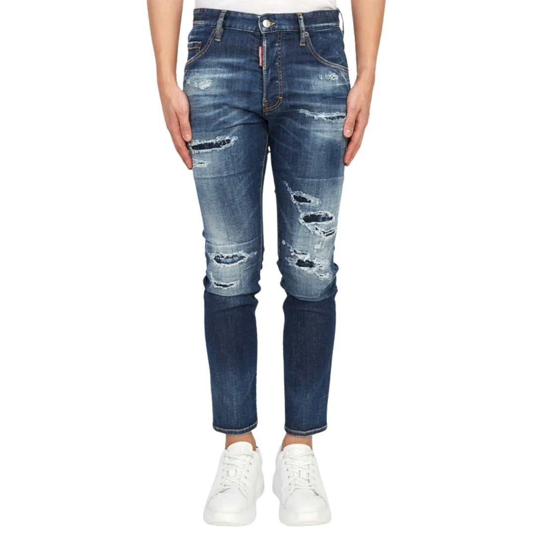Dsquared2 Skater Jean Destroyed Reinforced Denim Blue Jeans W28