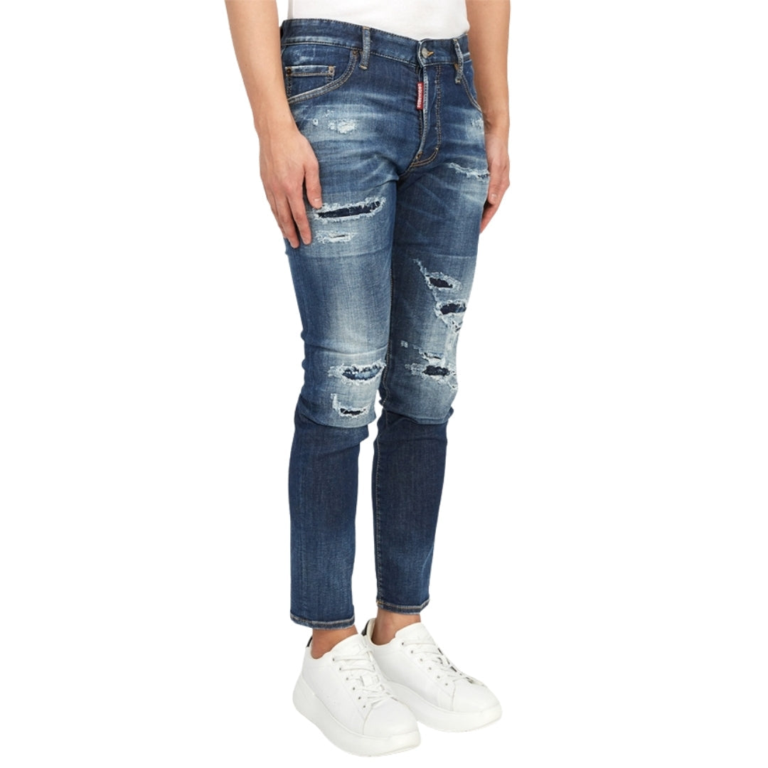 Dsquared2 Skater Jean Destroyed Reinforced Denim Blue Jeans W28