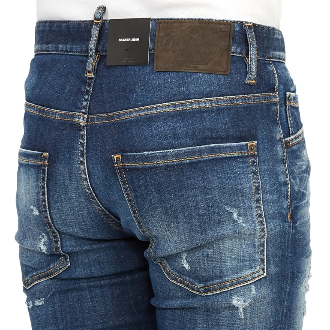 Dsquared2 Skater Jean Destroyed Reinforced Denim Blue Jeans W28