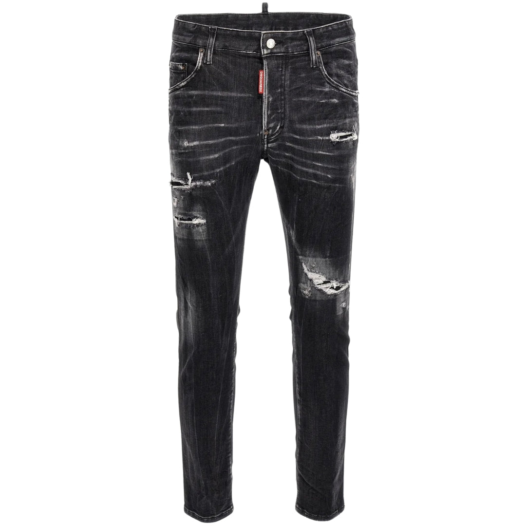 DSQUARED2 Skater Jean Destroyed Reinforced Denim Black Jeans W30
