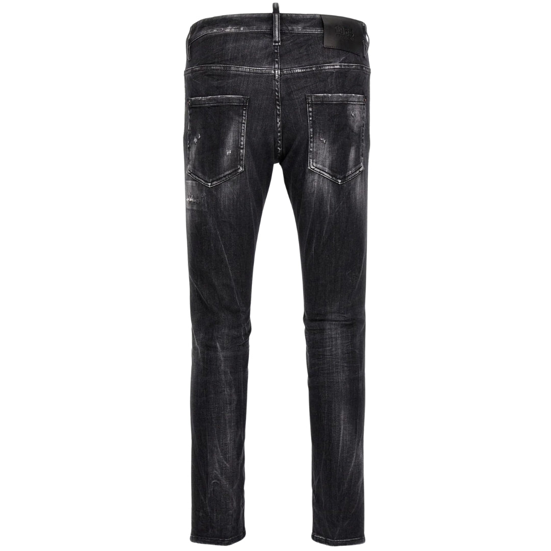 DSQUARED2 Skater Jean Destroyed Reinforced Denim Black Jeans W30