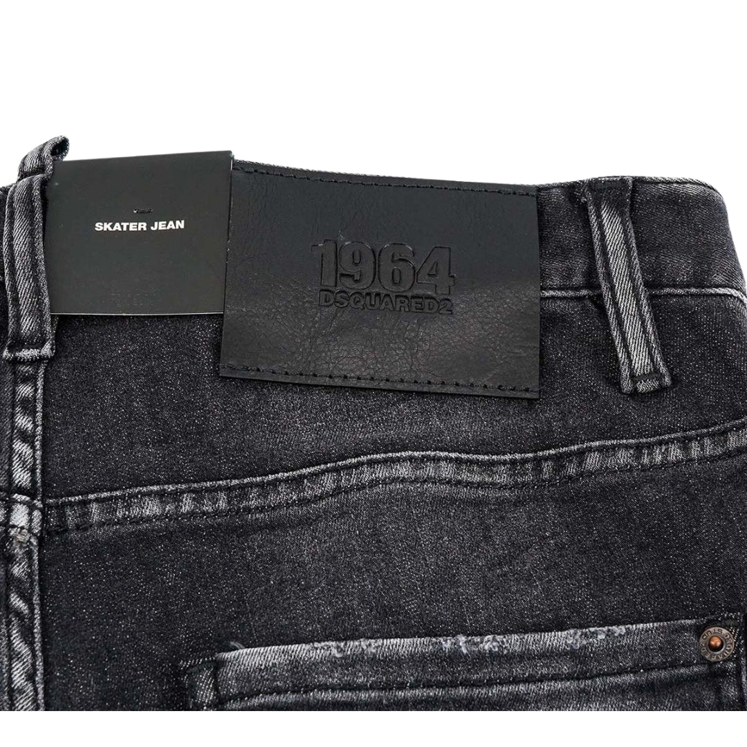 DSQUARED2 Skater Jean Destroyed Reinforced Denim Black Jeans W30