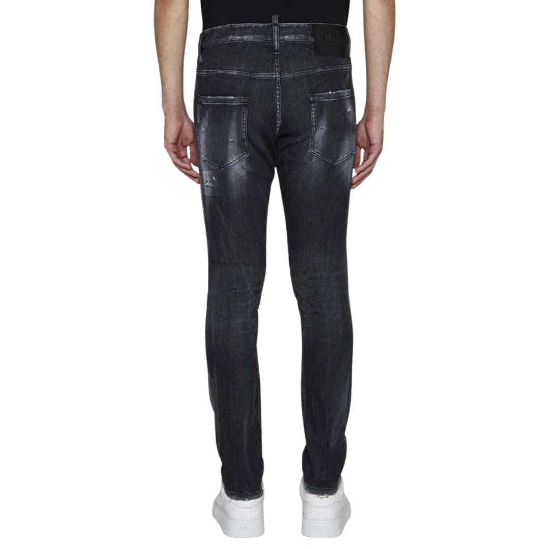 DSQUARED2 Skater Jean Destroyed Reinforced Denim Black Jeans W30
