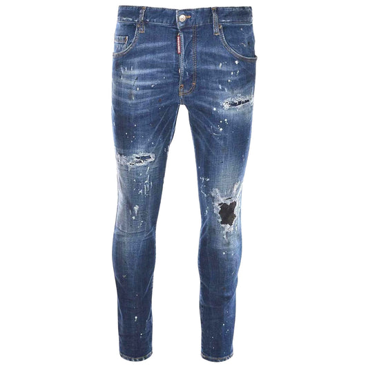 DSQUARED2 Skater Jean Destroyed Reinforced Paint Splash Effect Blue Jeans W30