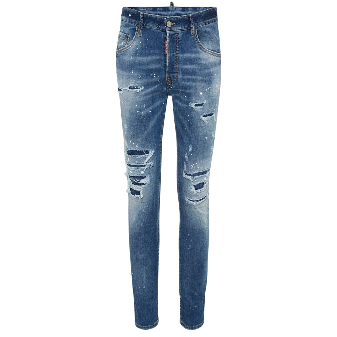 DSQUARED2 Skater Jean Destroyed Paint Effect Blue Jeans W34