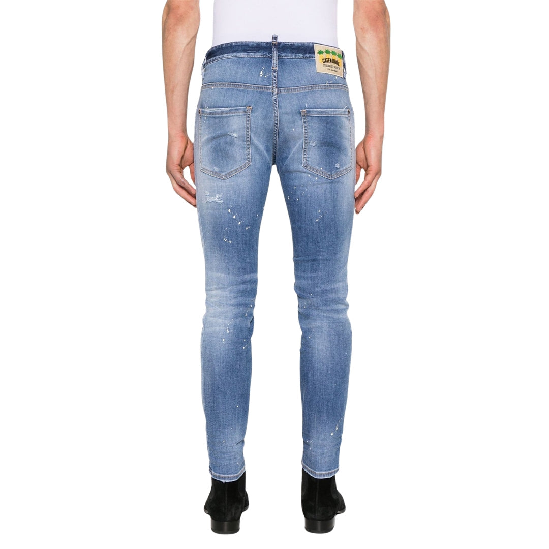 DSQUARED2 Skater Jean Destroyed Paint Effect Blue Jeans W34