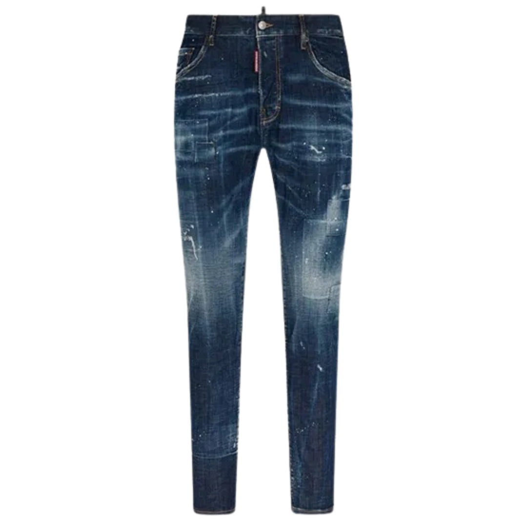 DSQUARED2 Skater Jean Destroyed Reinforced Patch Blue Jeans W34