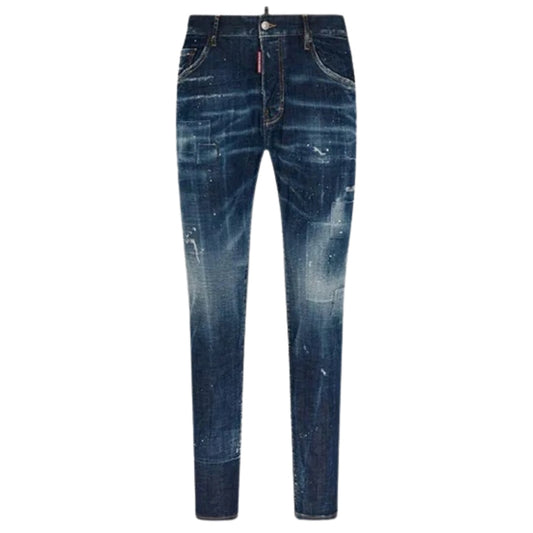 DSQUARED2 Skater Jean Destroyed Reinforced Patch Blue Jeans W34