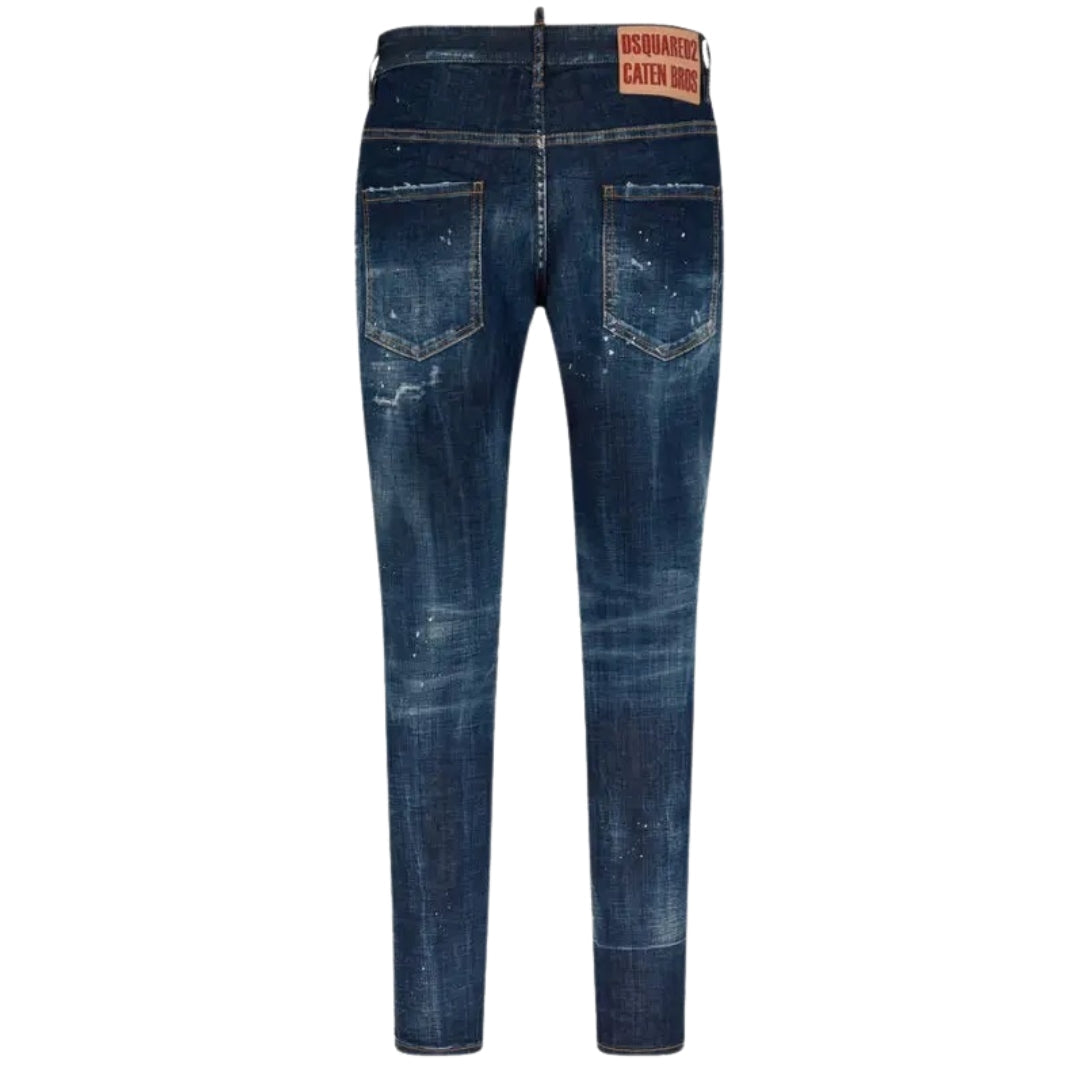 DSQUARED2 Skater Jean Destroyed Reinforced Patch Blue Jeans W34