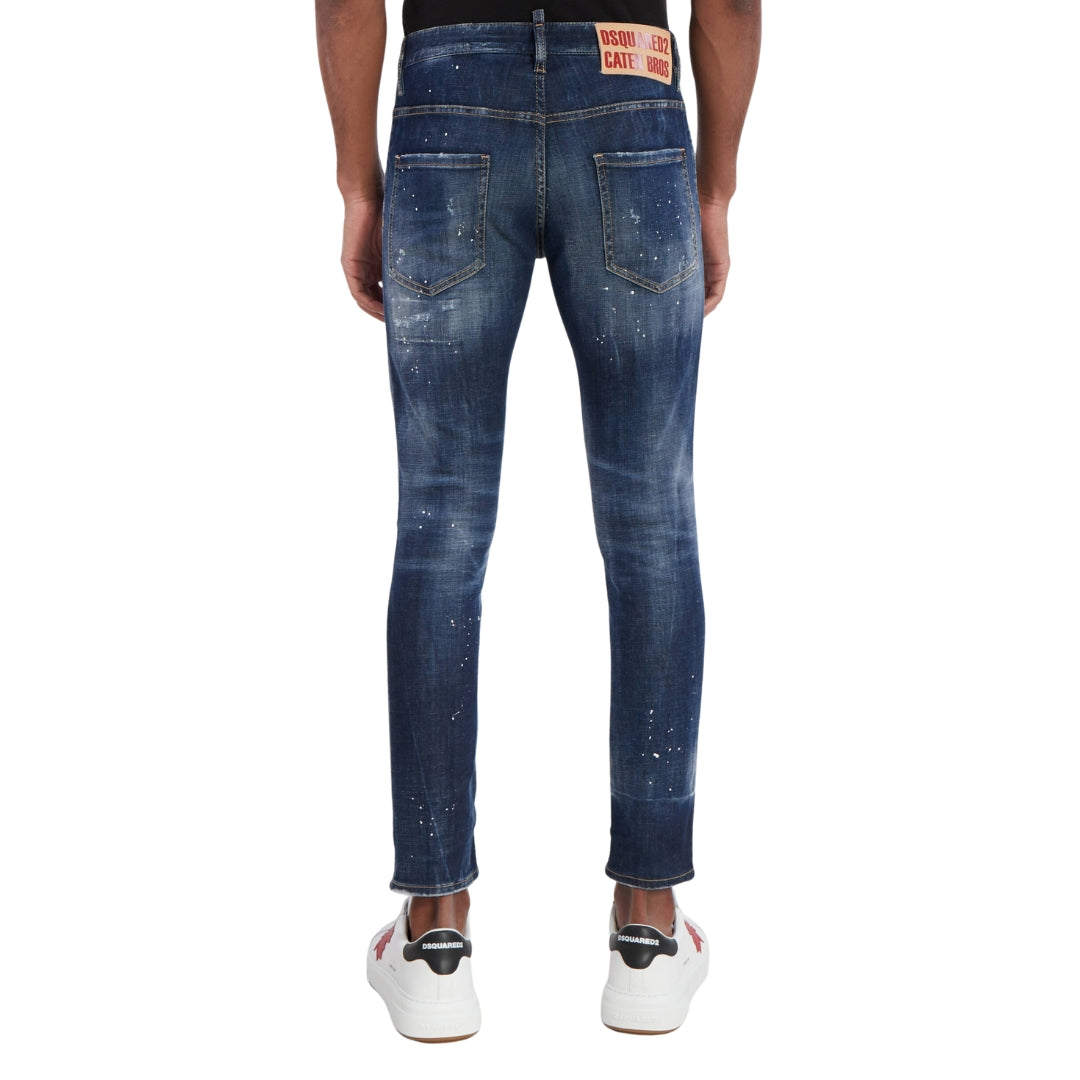 DSQUARED2 Skater Jean Destroyed Reinforced Patch Blue Jeans W34