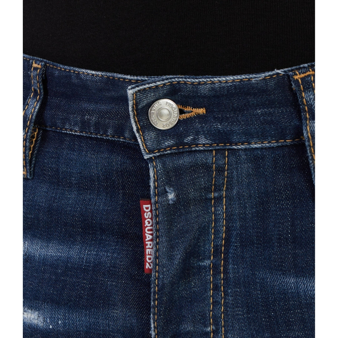 DSQUARED2 Skater Jean Destroyed Reinforced Patch Blue Jeans W34
