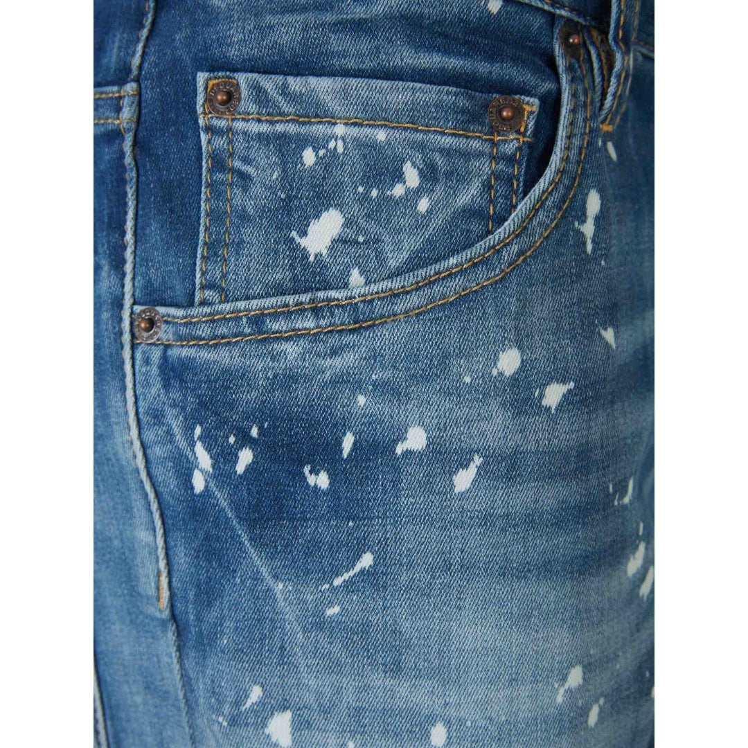DSQUARED2 Skater Jean Faded Bleached Splash Effect Blue Jeans W34
