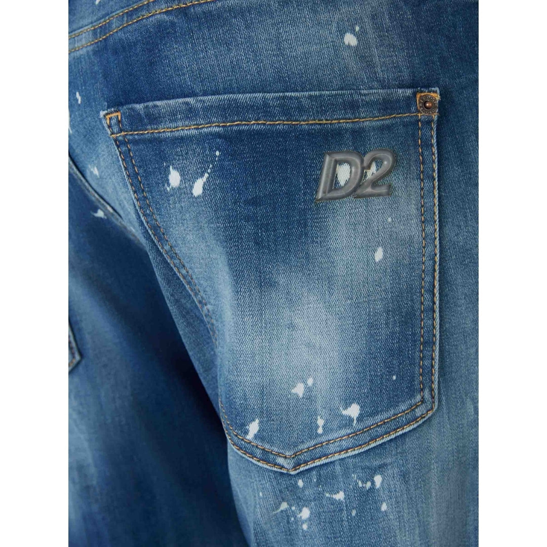 DSQUARED2 Skater Jean Faded Bleached Splash Effect Blue Jeans W34