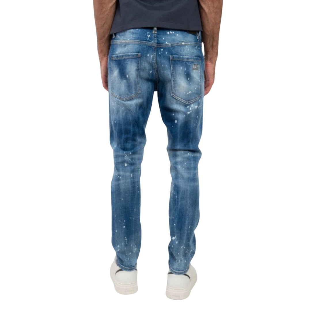 DSQUARED2 Skater Jean Faded Bleached Splash Effect Blue Jeans W34