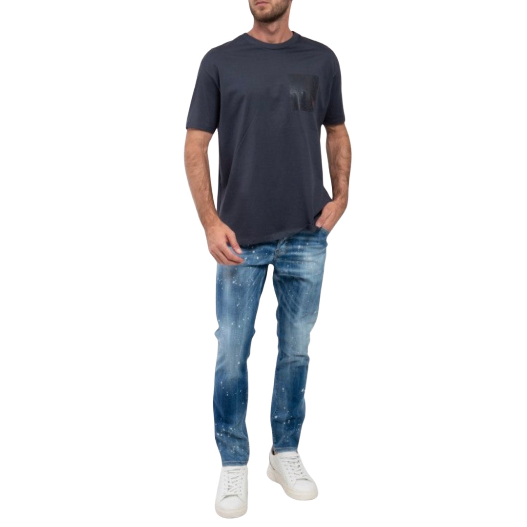 DSQUARED2 Skater Jean Faded Bleached Splash Effect Blue Jeans W34