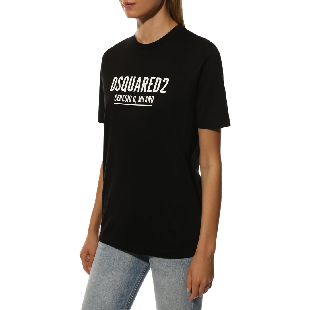 DSQUARED2 Ceresio 9 Milano Logo Black  T-Shirt XXS