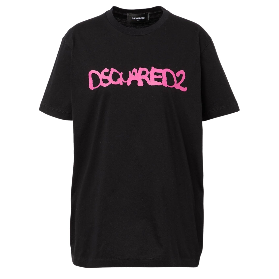 DSQUARED2 Graffiti Spray Logo Black  T-Shirt XS