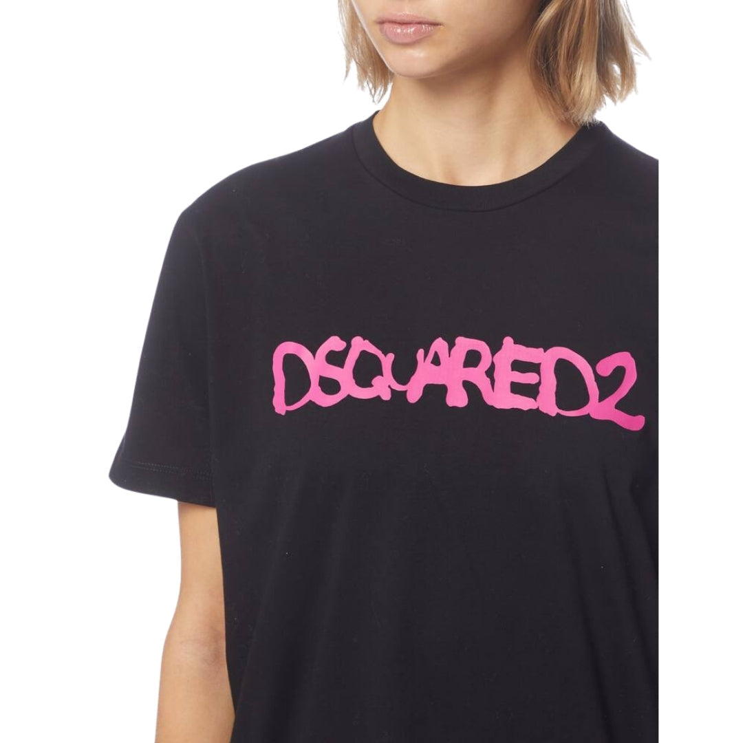 DSQUARED2 Graffiti Spray Logo Black  T-Shirt XS