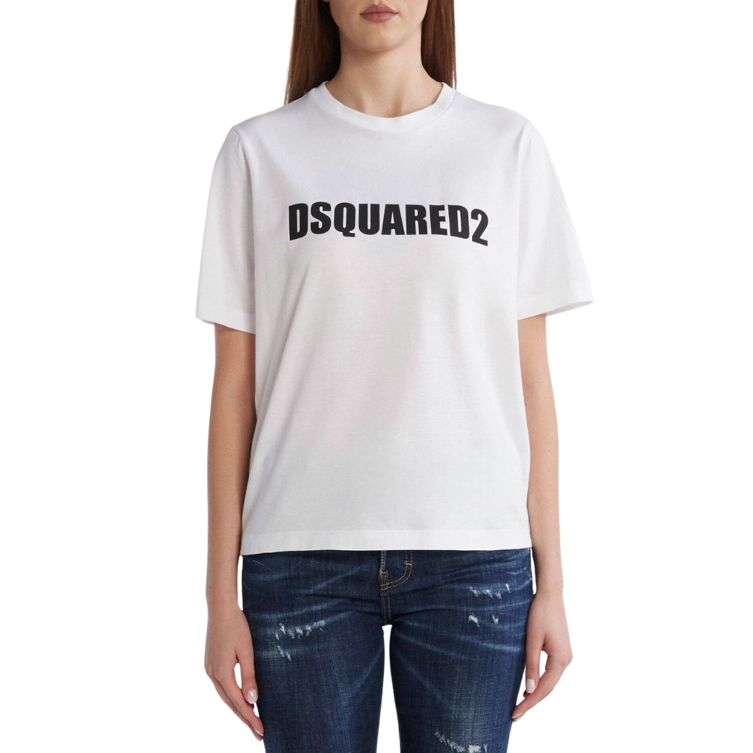 DSQUARED2 Bold Logo Loose Fit White  T-Shirt XS