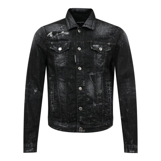 DSQUARED2 S74AM1307 S30357 DAN JEAN JACKET 900 BLACK DENIM JACKET Mens 48