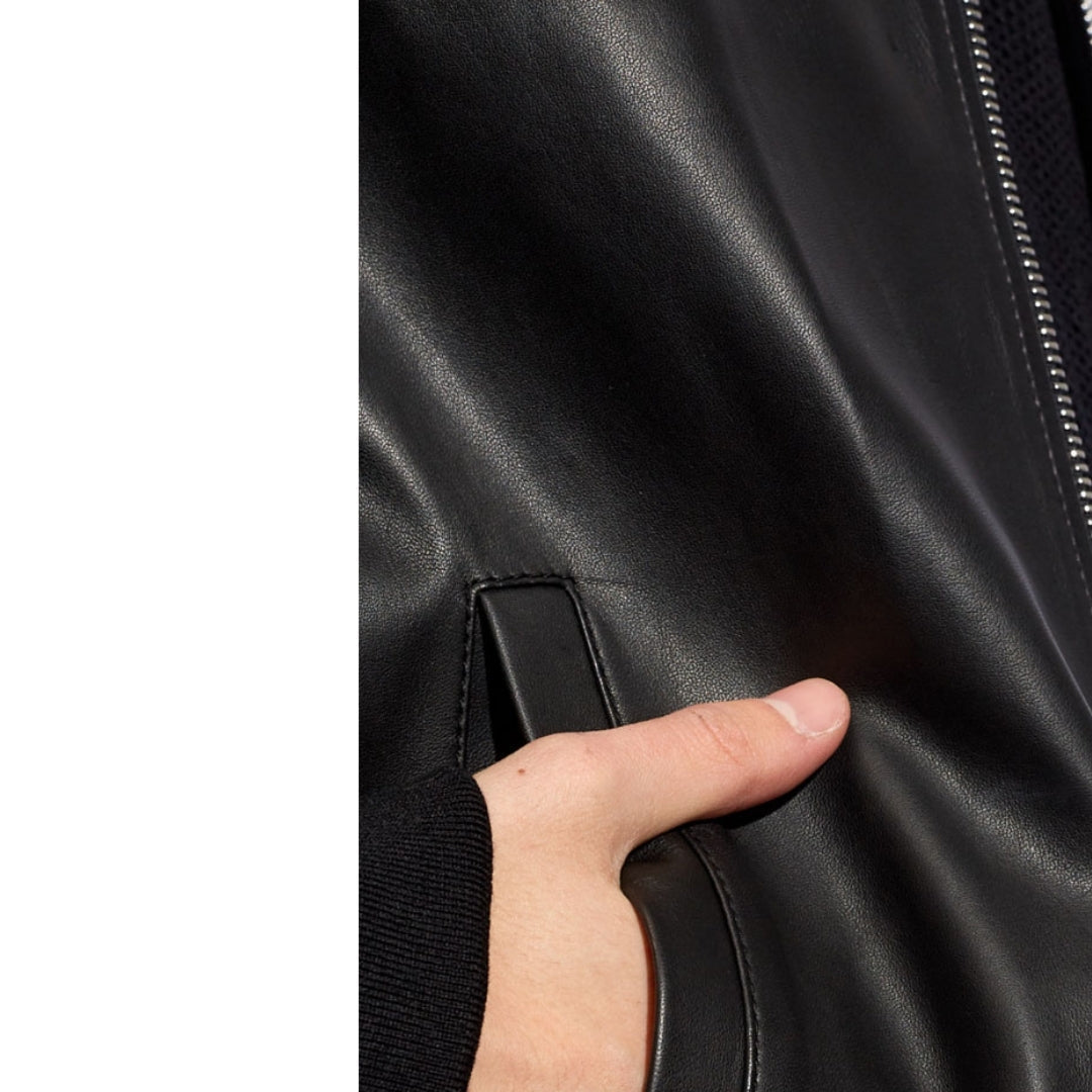 DSQUARED2 Contrast Arms Black Leather Jacket W38