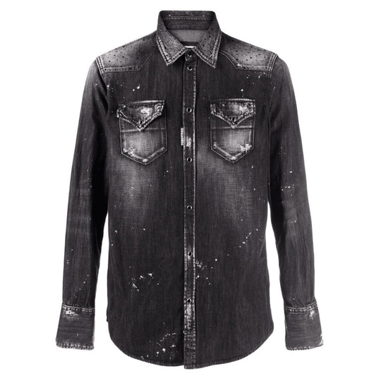 Dsquared2 S74Dm0628 S30826 Classic Western Shirt 900 Black Shirt Mens