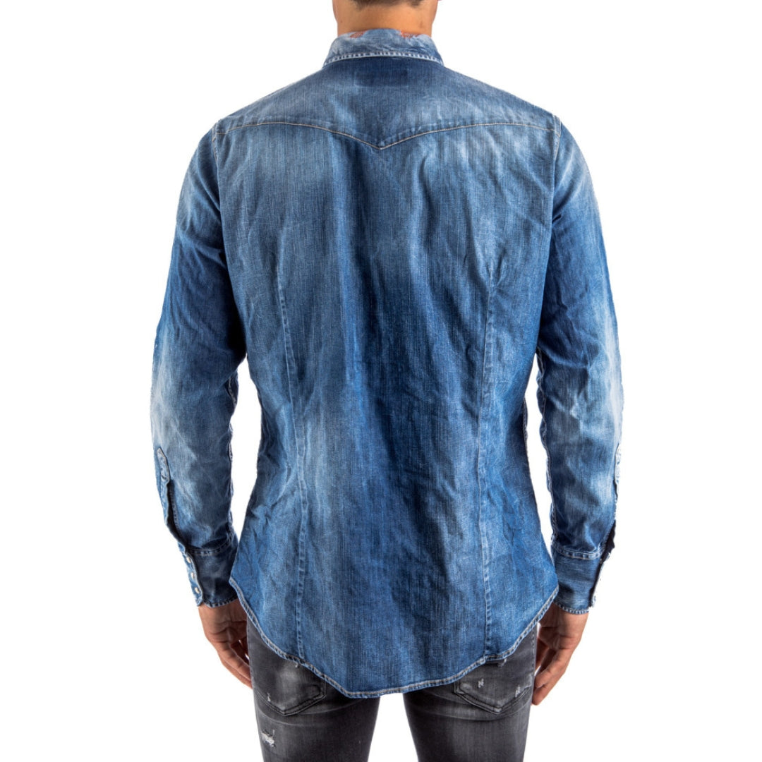 Dsquared2 S74Dm0637 S30341 Classic Western Shirt 470 Blue Navy Shirt Mens