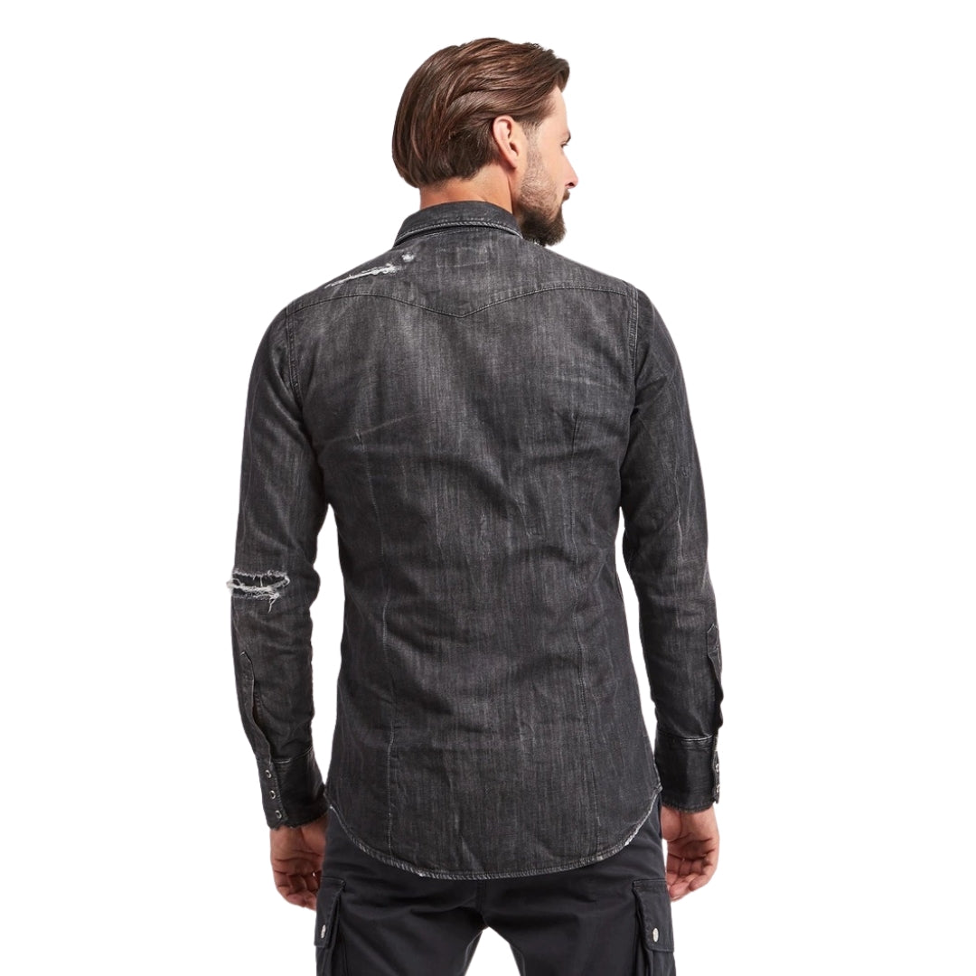 DSQUARED2 Classic Western Worn Denim Black Shirt W30