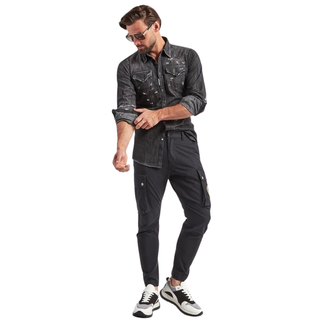 DSQUARED2 Classic Western Worn Denim Black Shirt W30