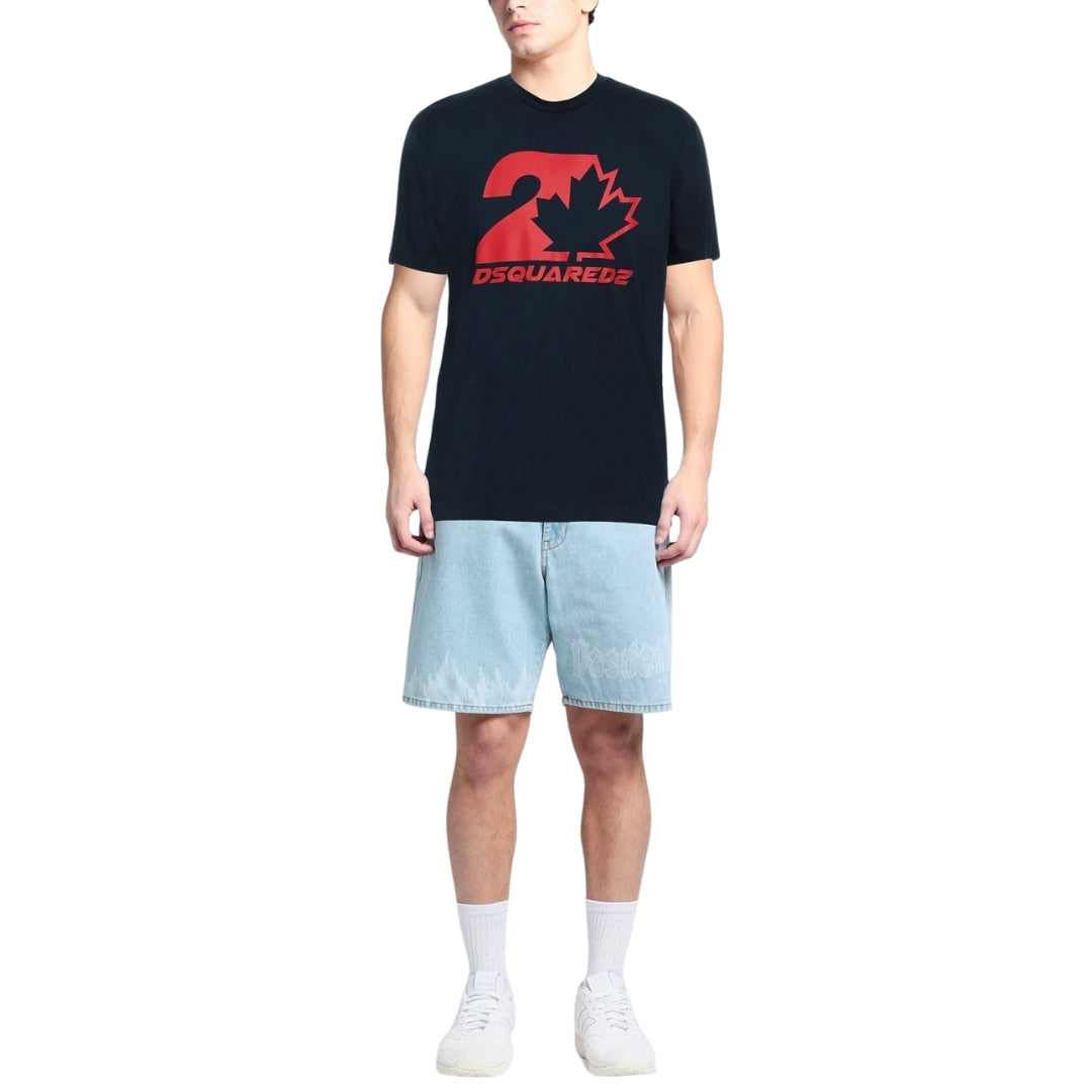 Dsquared2 Cool Fit Maple Leaf Dark Navy Blue T-Shirt S74GD1157 478 - Style Centre Wholesale