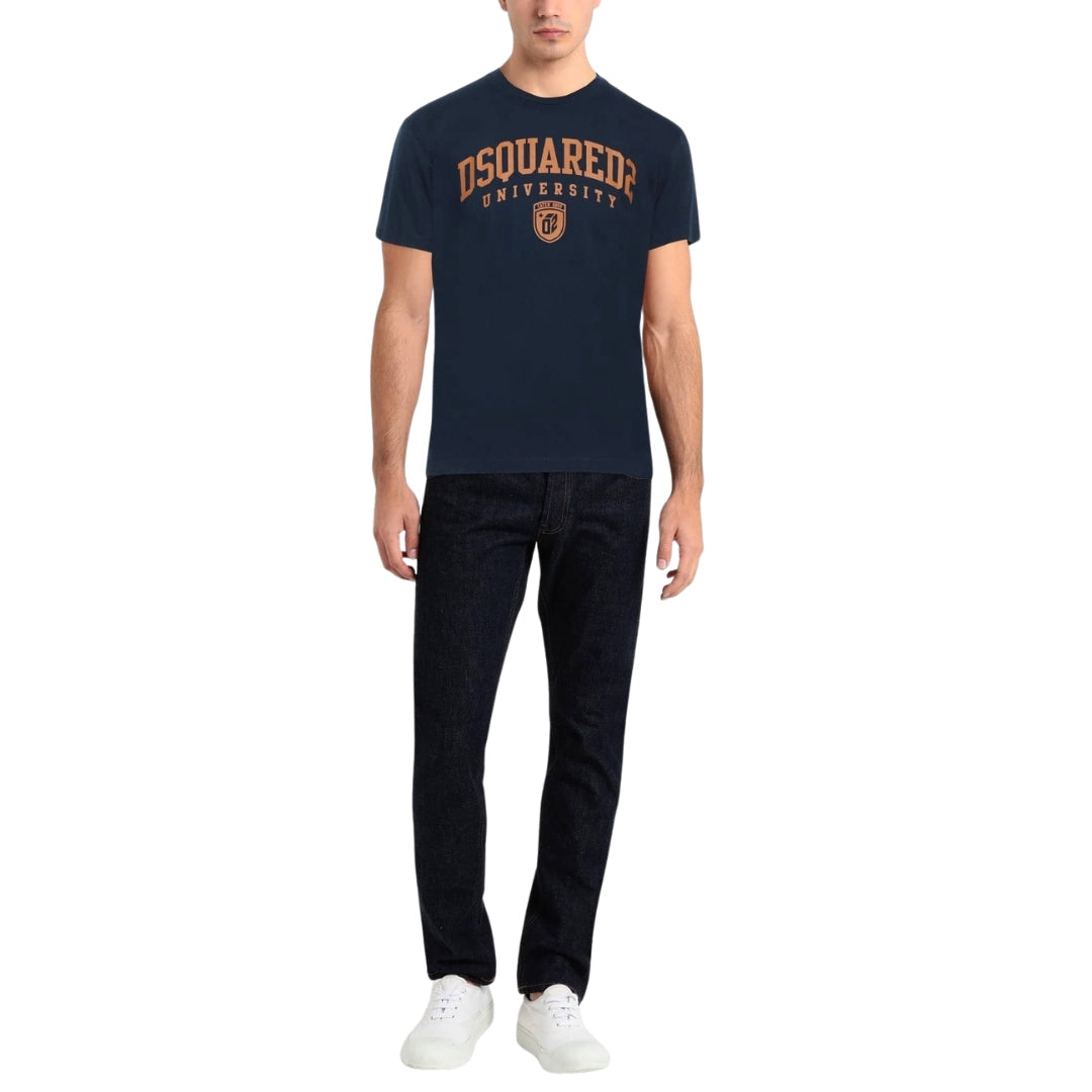 Dsquared2 S74Gd1166 478 Dsquared2 Cool Fit Varsity T Shirt 478 Navy T Shirt - Style Centre Wholesale
