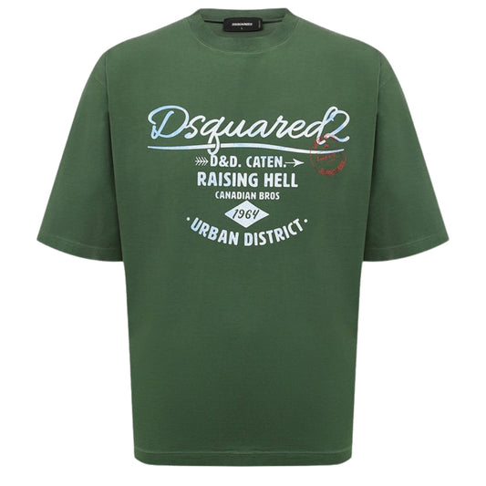 DSQUARED2 Branded Raising Hell Logo Green  T-Shirt XS