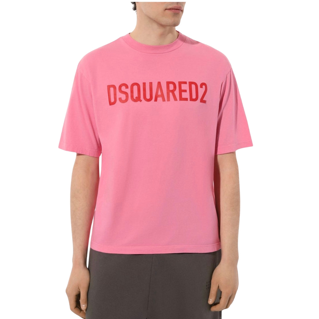 DSQUARED2 Loose Fit Brand Logo Pink  T-Shirt M